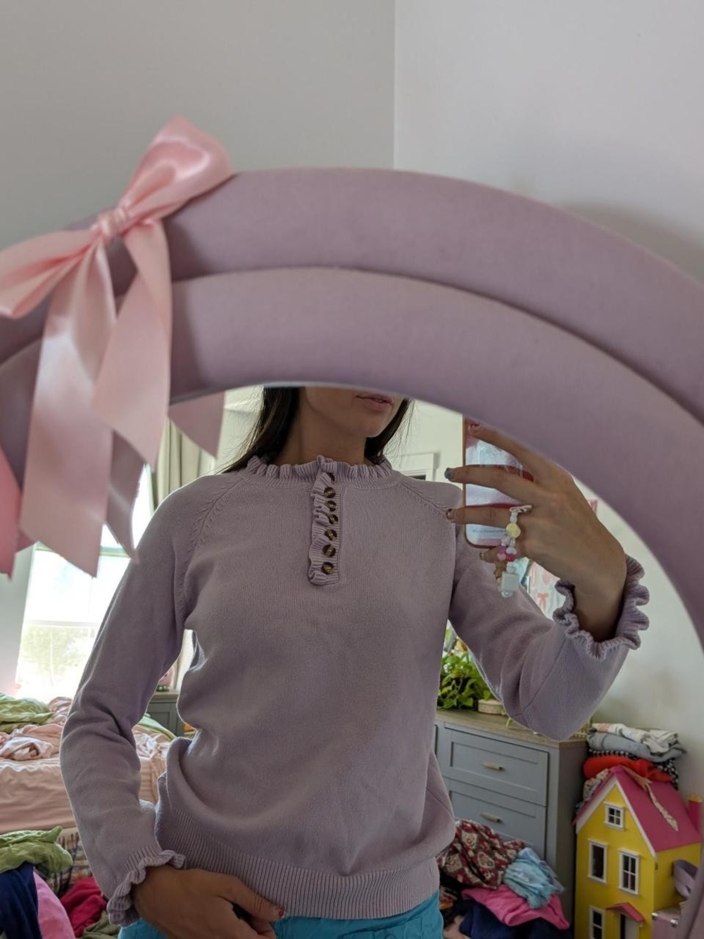 Lavender Ruffle Sweater Size Medium